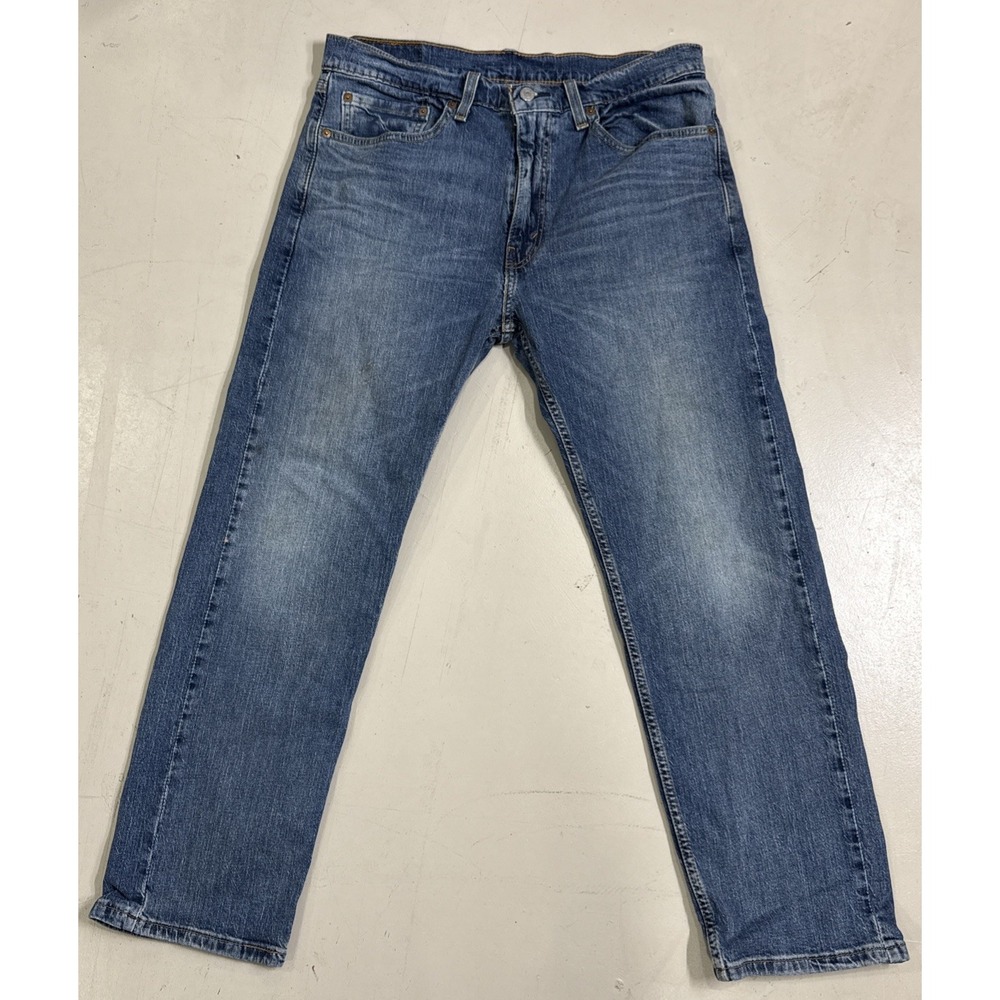 Levi's 505 Regular Fit Jeans Mens 34x29 Blue Light Wash Straight Leg Denim 505